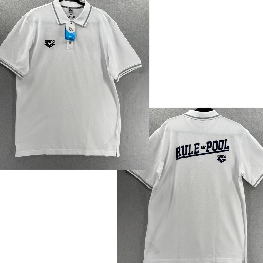 New Arena Polo Shirt Mens XL Short Sleeve Rule The Pool Swimming Team Line NWT